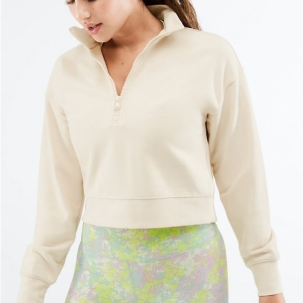 Fabletics Kat Half Zip Pullover Tapioca Cream Sweatshirt XL
